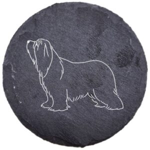 Bearded collie – podstawka z łupka